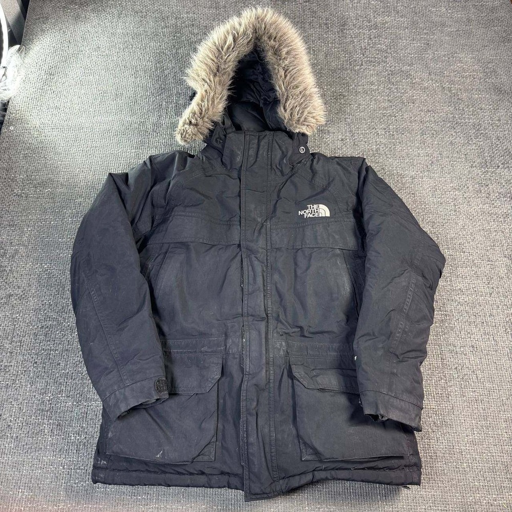 The North Face HyVent Down Parka Youth L Black Faux Fur Hood Jacket B1441-Z